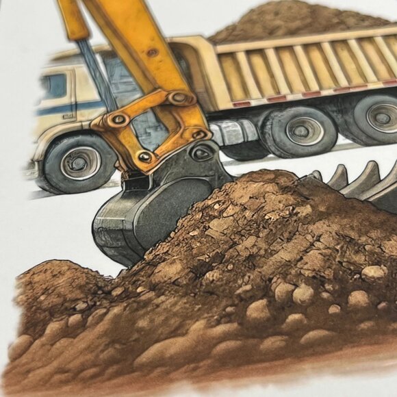 Golden Doodle Dog Driving Big Digger Art Print Limited Edition Signed & Numbered - Picture 6 of 9